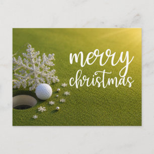 Postal Navidad de golf con pelota de golf para golfista