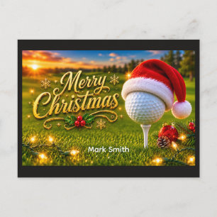 Postal Navidad de golf con pelota de golf para golfista
