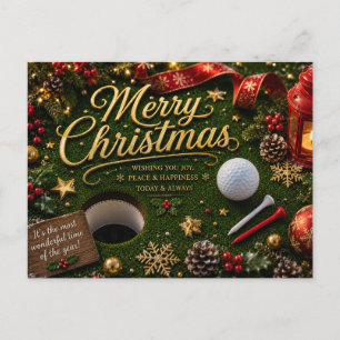 Postal Navidad de golf con pelota de golf para golfista