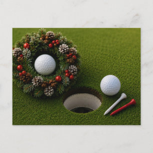 Postal Navidad de golf con pelota de golf para golfista