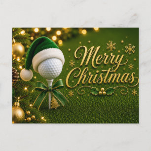 Postal Navidad de golf con pelota de golf para golfista