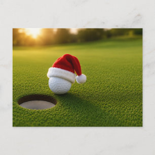 Postal Navidad de golf con pelota de golf para golfista