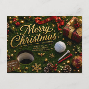 Postal Navidad de golf con pelota de golf para golfista