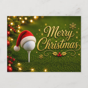 Postal Navidad de golf con pelota de golf para golfista