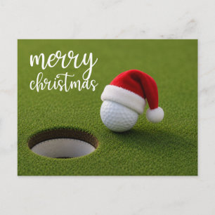 Postal Navidad de golf con pelota de golf para golfista