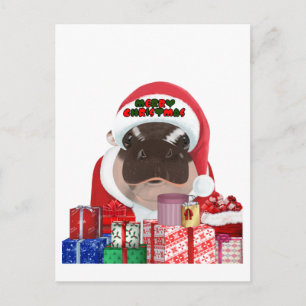 Postal Navidad de Moo Deng Hippo