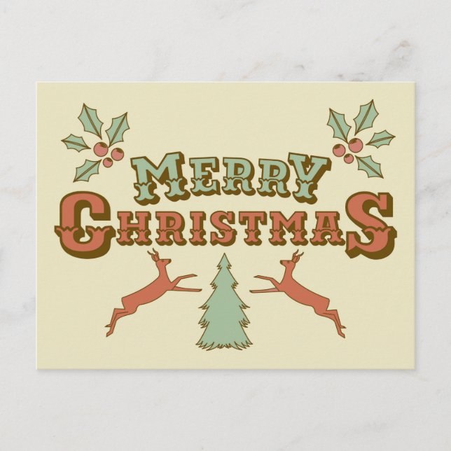 Postal Navidad de retro merry (Anverso)