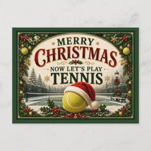 Postal Navidad de tenis con sombrero de santa bola