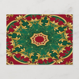 Postal Navidad Decorativa Verde Roja