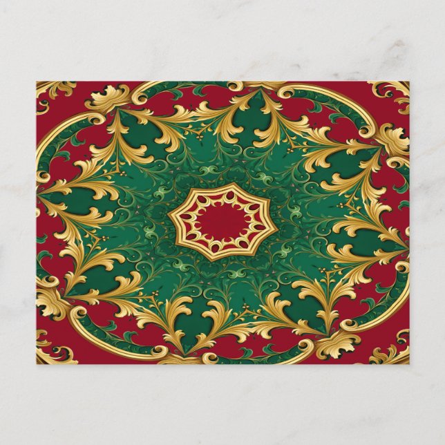 Postal Navidad Decorativa Verde Roja (Anverso)