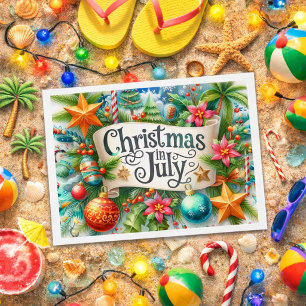 Postal Navidad Divertida de Verano en Vacaciones de Julio