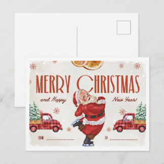 Postal Navidad en acuarela roja y beige elegante