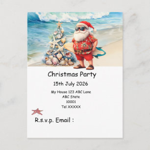 Postal Navidad en Julio con PAPÁ NOEL en la playa 