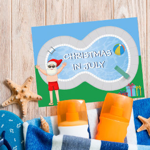 Postal Navidad en Julio Santa Claus Fiesta de Verano en l