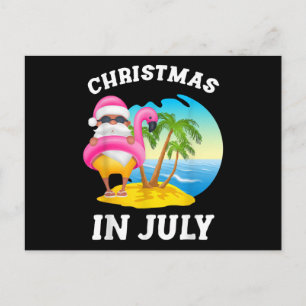 Postal Navidad En Julio Santa Flamenco Piscina Verano