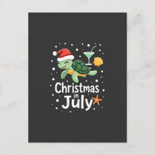 Postal Navidad En Julio Tortuga Verano Xmas Tortuga Mujer