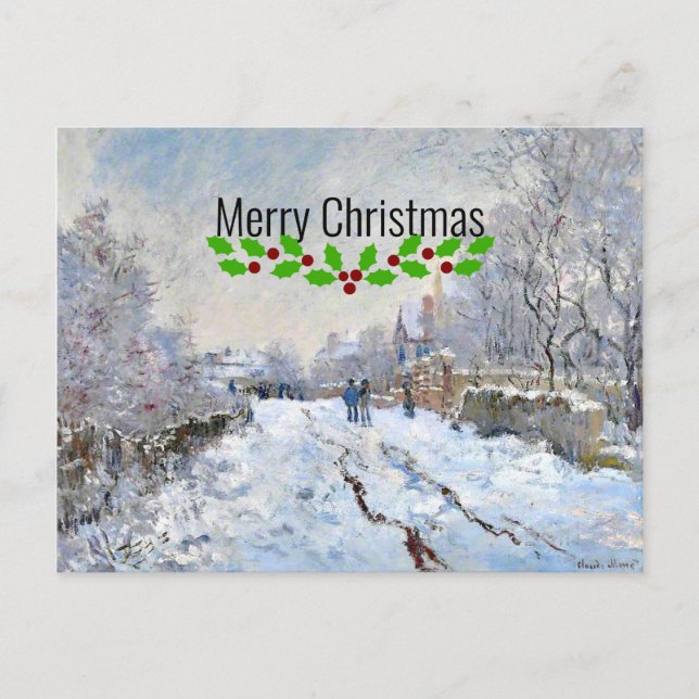 Postal Navidad - Escena de nieve en Argenteuil (Anverso)
