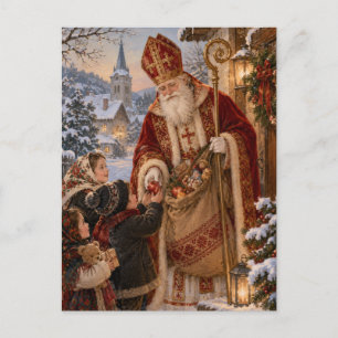 Postal Navidad europea del viejo mundo de San Nicolás