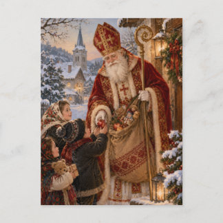 Postal Navidad europea del viejo mundo de San Nicolás 