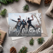 Navidad Feliz Caligrafía Elegante 1 Foto Holida