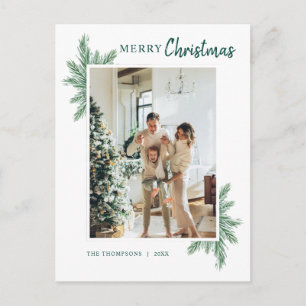Postal Navidad Feliz Fotografía De Pino Botánico Minimali
