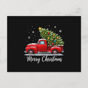Postal Navidad Feliz Navidad Camión Rojo Árbol Hombres Mu