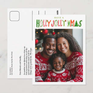 Postal NAVIDAD HOLLY JOLLY Personalizada Foto de vacacion