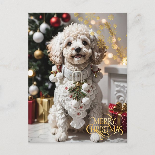 Postal Navidad. Mascota. Cachorro adorable.  (Anverso)