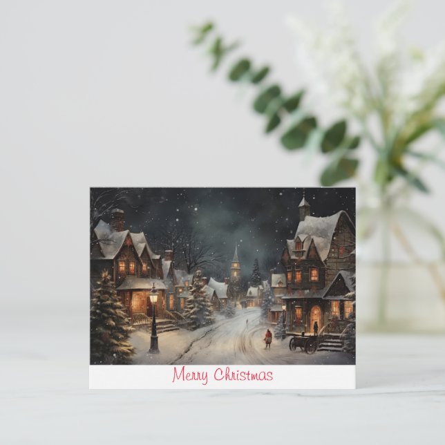 Postal Navidad Merry Christmas Vintage (Anverso de pie)