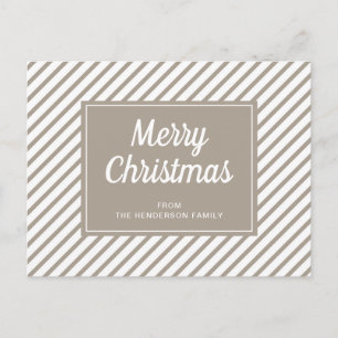 Postal Navidad Moderna a Rayas Taupe