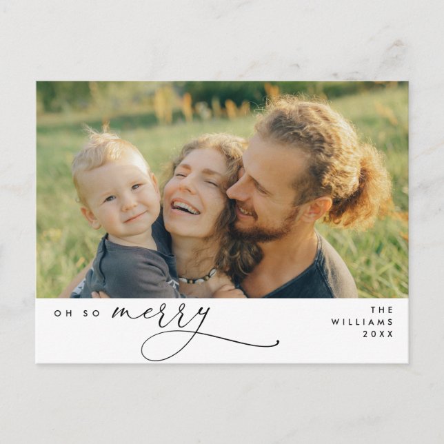 Postal Navidad moderna, foto de familia, Oh qué alegría (Anverso)