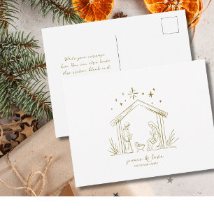 Postal Navidad moderna Natividad paz amor religioso 