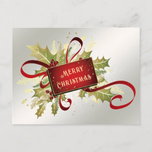 Postal Navidad moderna roja festiva