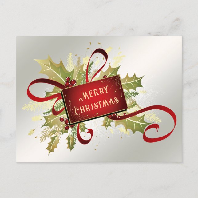 Postal Navidad moderna roja festiva (Anverso)