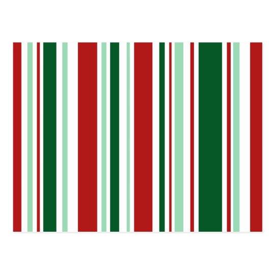 Postal Navidad moderno rojo, rayas verdes, blancas