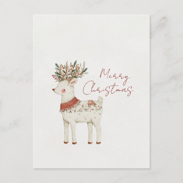 Postal Navidad Reno Cute Minimalista (Anverso)
