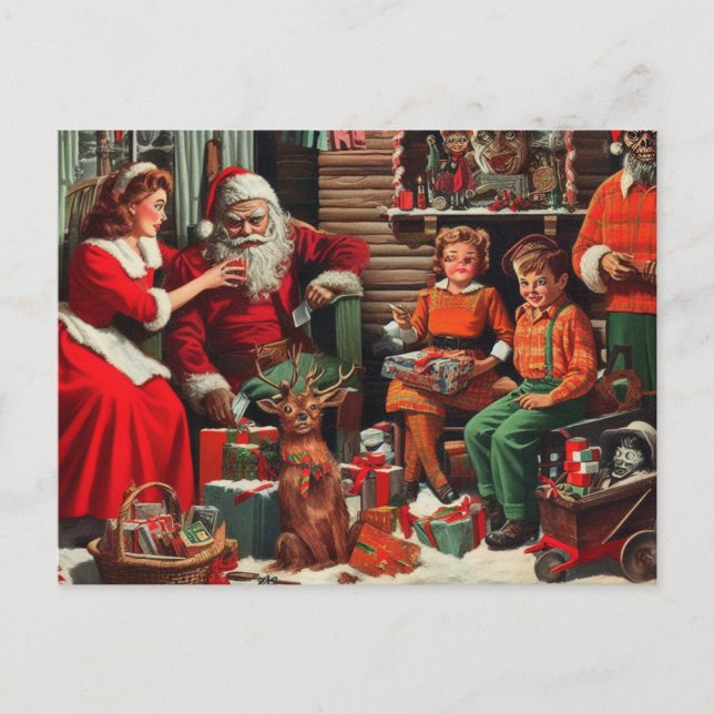 Postal Navidad Retro Santa Terror (Anverso)
