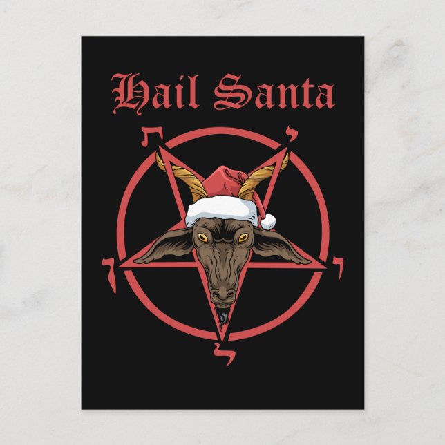 Postal Navidad Salve Santa Satanismo Cabra Satanás Bafome (Anverso)