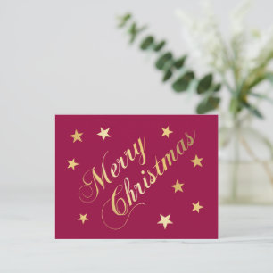 Postal Navidad Tonos Dorados Estrellas Burdeos Elegante