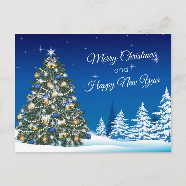 Postal Navidad Tree Snow Merry Christmas (Anverso)