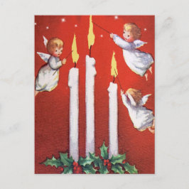 Postal Navidad Tres Pequeños Ángeles Vintage Navidad