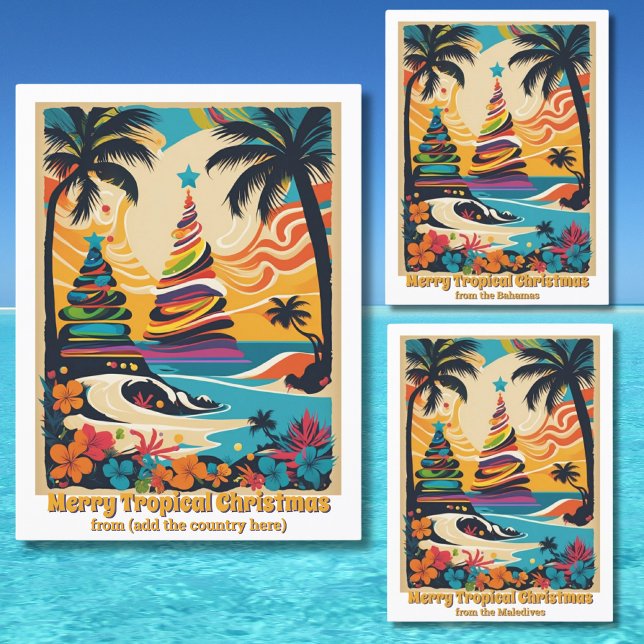 Postal Navidad tropical saludo colorido  (Subido por el creador)