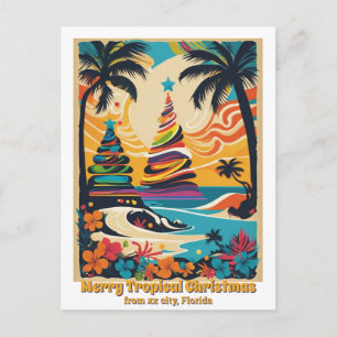 Postal Navidad tropical saludo Florida