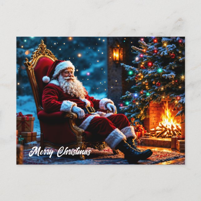 Postal Navidad vacaciones de invierno lindo Santa (Anverso)