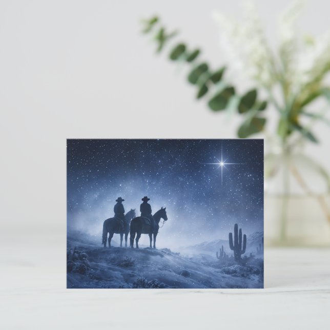 Postal Navidad vaquera occidental del suroeste (Anverso de pie)