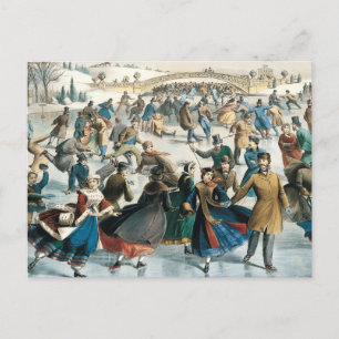 Postal Navidad Victoriana Central Park Currier & Ives