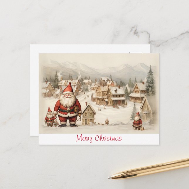 Postal Navidad vintage feliz (Anverso/Reverso In Situ)