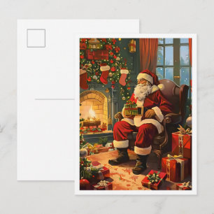 Postal Navidad Vintage Feliz Papá Noel