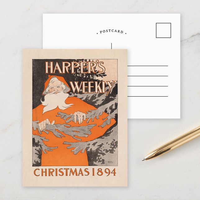 Postal Navidad Vintage Harper's Weekly 1894 (Subido por el creador)