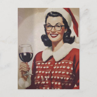 Postal Navidad Vintage Mujer